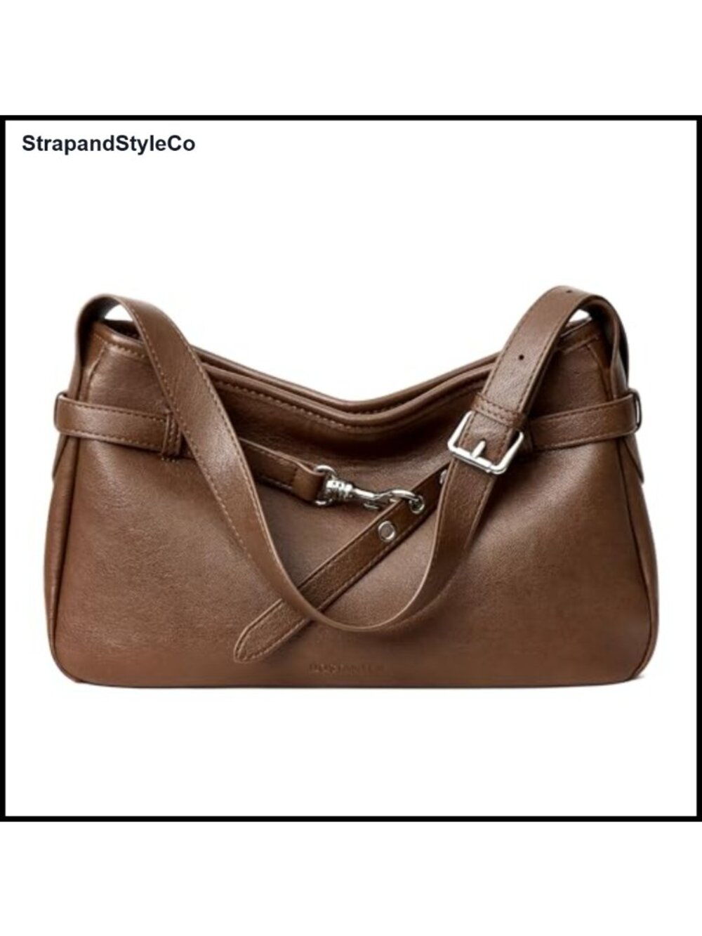 Vegan Leather Hobo Shoulder Bag Adjustable Wide Strap Lightweight Work Purse